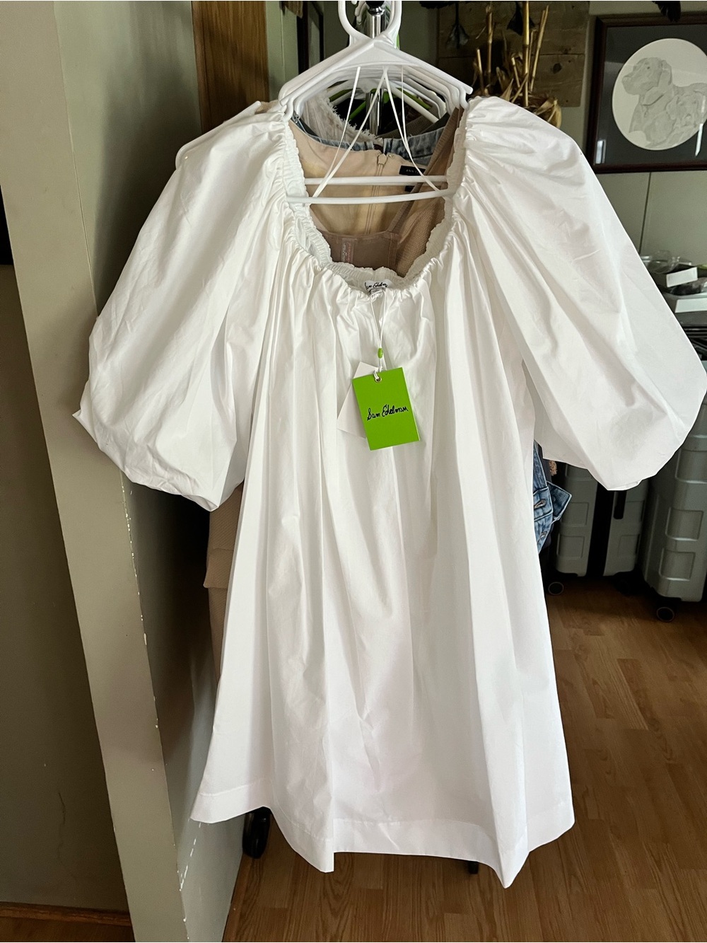 Sam Edelman White Puff Sleeve Peasant Dress
